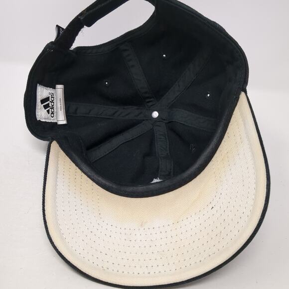 Adidas Strapback Hat Black One Size Adjustable Embroidered 6 Panel Cotton - Picture 7 of 10